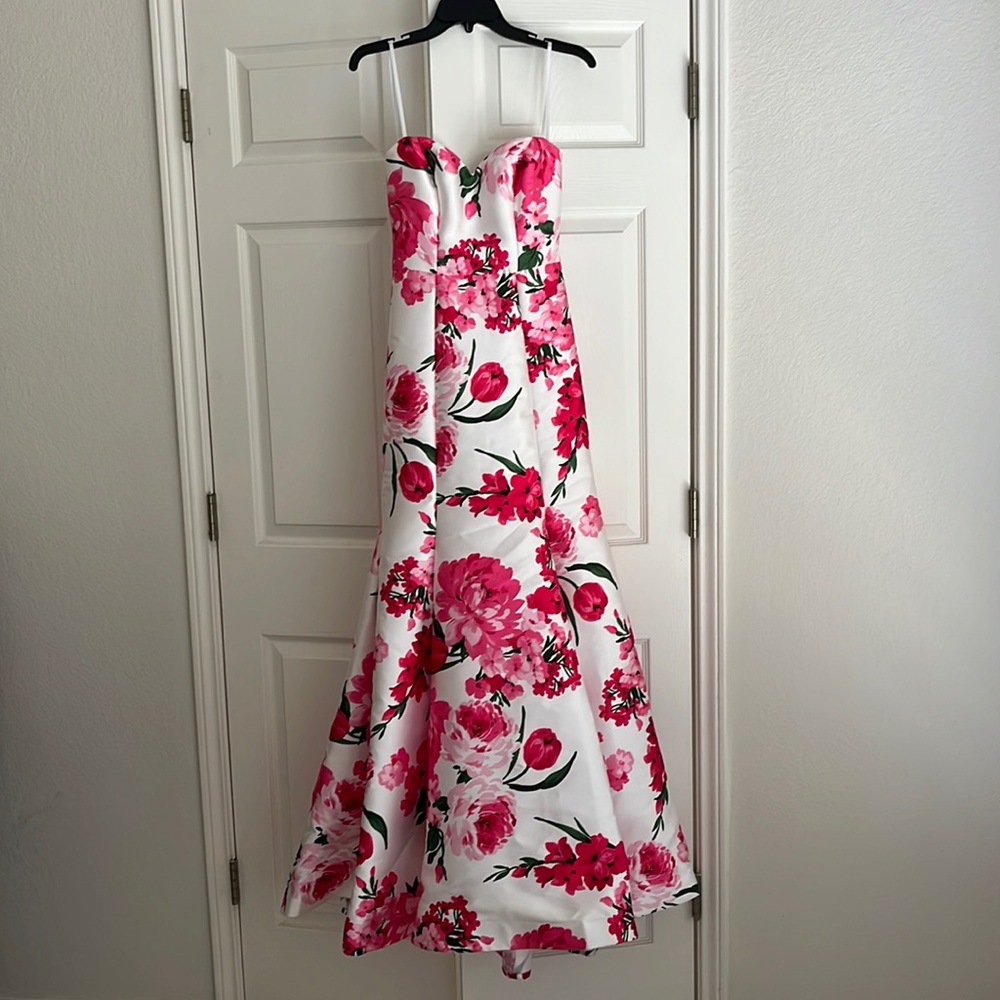 Pink floral prom dress